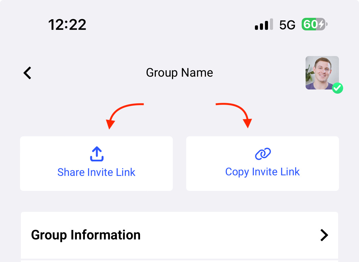Share invite 2023 group settings